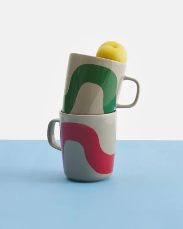 Marimekko Geschirr^Oiva - Seireeni Tasse, 250 ml, 2 Stk, Terracotta - Grün - Rot
