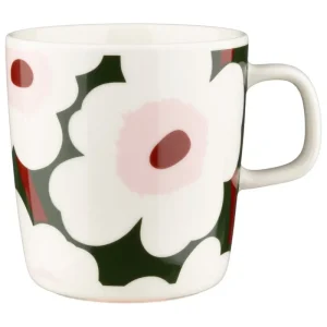 Marimekko Geschirr^Oiva - Unikko Becher, 4 dl, weiß - dunkelgrün - pink