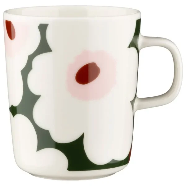 Marimekko Geschirr^Oiva - Unikko Becher, 2,5 dl, weiß - dunkelgrün - pink