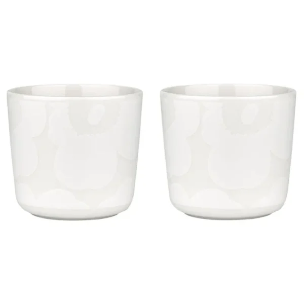 Marimekko Geschirr^Oiva - Unikko Kaffeetasse ohne Henkel, 2 Stück, Cremeweiß - Weiß