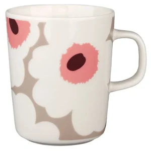 Marimekko Geschirr^Oiva - Unikko Tasse, 2,5 dl, Weiß - Lehmbraun - Puder - Rot