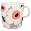 Marimekko Geschirr^Oiva - Unikko Tasse, 4 dl, Weiß - Lehmbraun - Puder - Rot