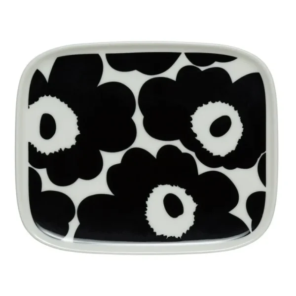 Marimekko Geschirr^Oiva – Unikko Teller 15 x 12 cm, Weiß – Schwarz