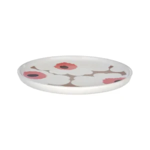Marimekko Geschirr^Oiva - Unikko Teller, 13,5 cm, Weiß - Lehmbraun - Puder - Rot