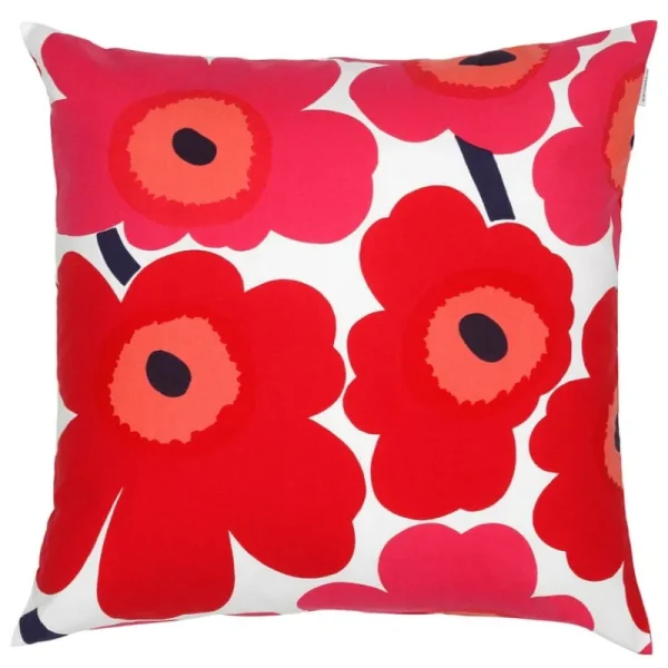Marimekko Kissen^Pieni Unikko Kissenbezug, 50 x 50 cm, Weiß – Rot
