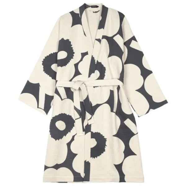 Marimekko Badezimmertextilien^Unikko Bademantel, Grau - Cremeweiß