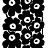 Marimekko Stoffe^Unikko Baumwollstoff, schwer, Weiß – Schwarz