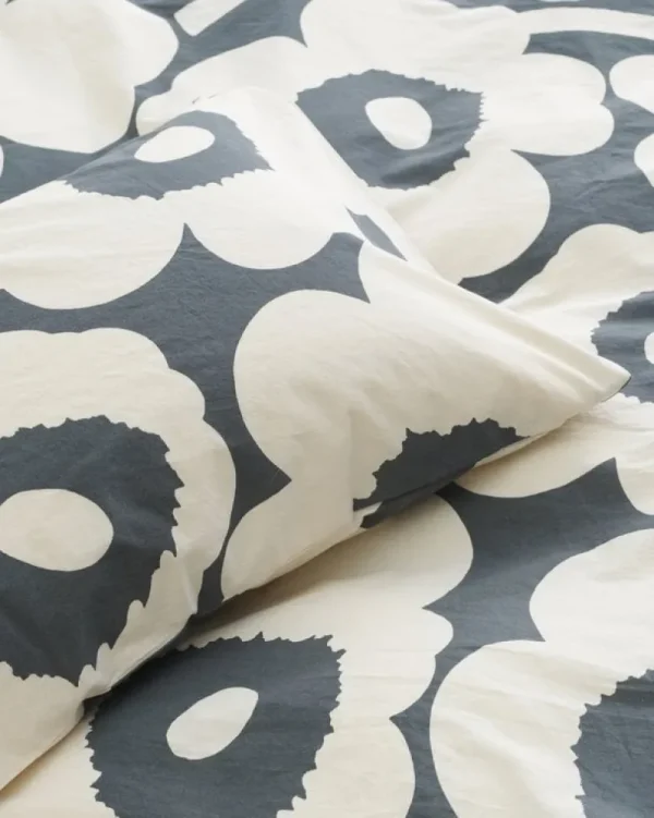 Marimekko Bettwäsche^Unikko Bettbezug, 150 x 210 cm, Graphitgrau - Cremeweiß