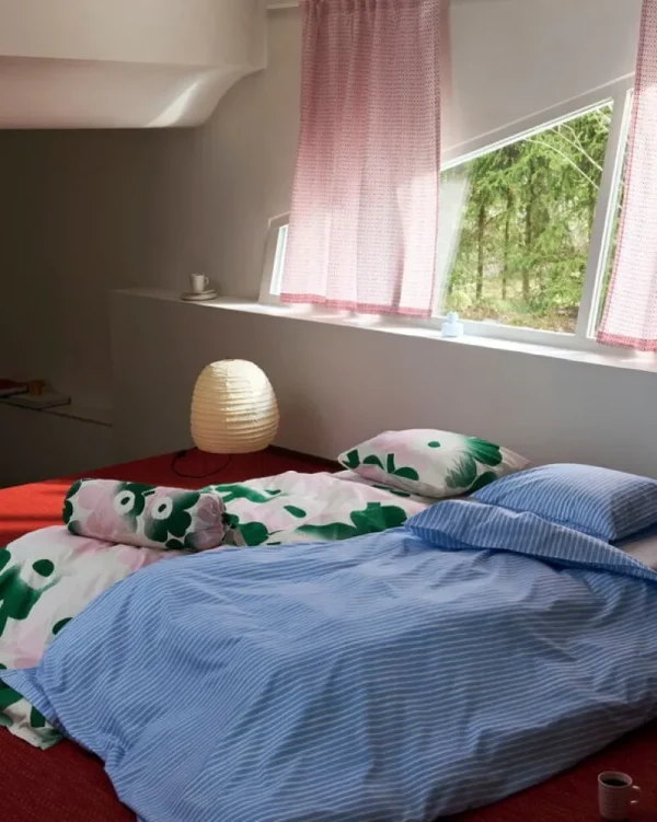 Marimekko Bettwäsche^Unikko Häivähdys Bettbezug, 150 x 210 cm, naturweiß - pink - grün