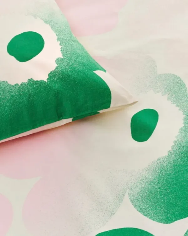 Marimekko Bettwäsche^Unikko Häivähdys Bettbezug, 150 x 210 cm, naturweiß - pink - grün
