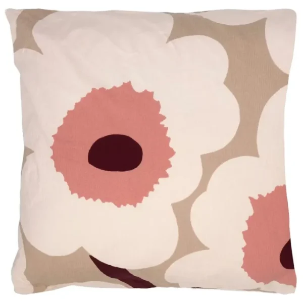 Marimekko Kissen^Unikko Kissenbezug, 50 x 50 cm, Beige - Leinen - Rosa