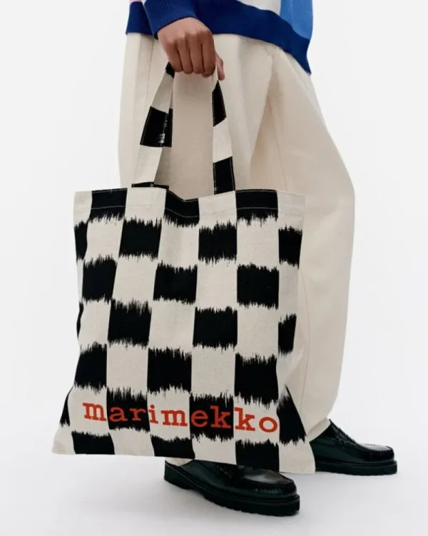 Marimekko Taschen^Vankka Jäkälä Tragetasche, 43 x 41 cm, schwarz - naturweiß
