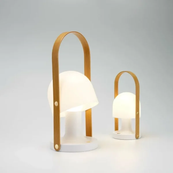 Marset Tischlampen | Tragbare Lampen-FollowMe Plus Lampe, Weiß, Eiche