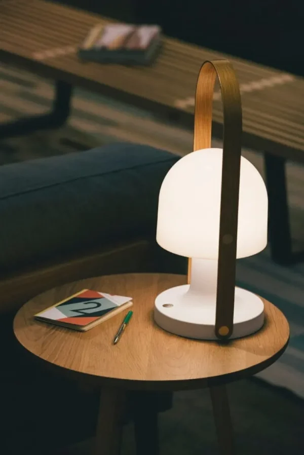 Marset Tischlampen | Tragbare Lampen-FollowMe Plus Lampe, Weiß, Eiche
