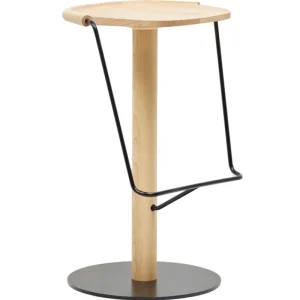 Vitra Sitzgelegenheiten-Mattiazzi MC9 Uncino Barhocker, 77 cm, Esche – Metall schwarz