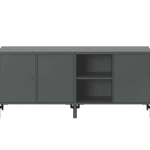 Audo Copenhagen Aufbewahrungsmöbel-Montana Furniture Niedriges Save Sideboard, schwarze Beine – 04 anthrazit