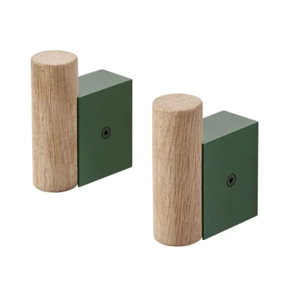 Muuto Garderoben Und Kleiderbügel^Attach Kleiderhaken, 2 Stück, dunkelgrün - Eiche