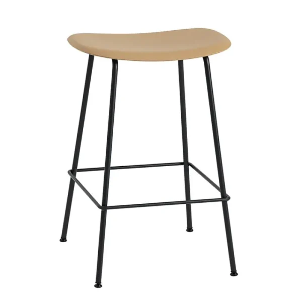 Normann Copenhagen Sitzgelegenheiten-Muuto Barhocker Fiber, 65 cm, Rohrgestell, ocker – schwarz