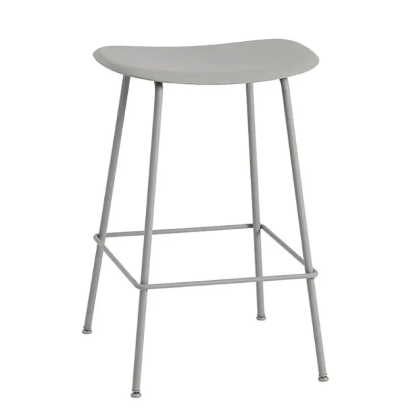 Muuto Sitzgelegenheiten-Barhocker Fiber, 65 cm, Rohrgestell, grau