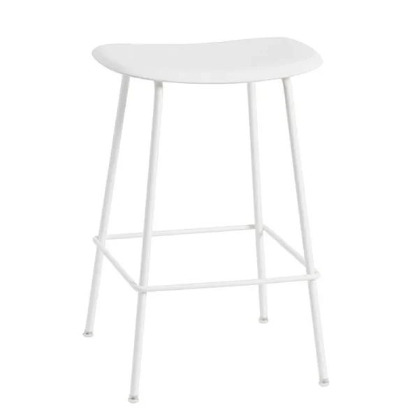 Normann Copenhagen Sitzgelegenheiten-Muuto Barhocker Fiber, 65 cm, Rohrgestell, weiß