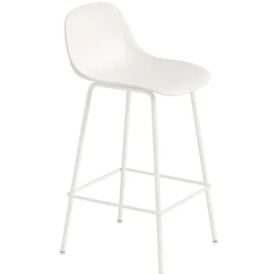 Vitra Sitzgelegenheiten-Muuto Barhocker Fiber mit Rückenlehne, 65 cm, Rohrgestell, weiß