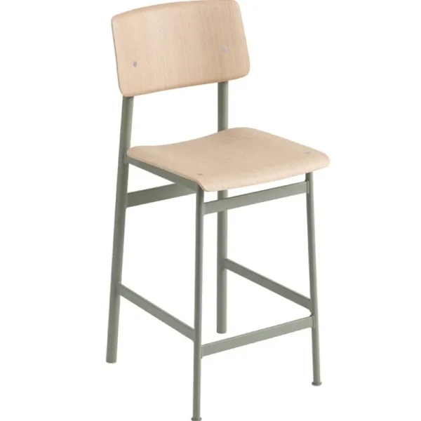 Muuto Sitzgelegenheiten-Barhocker Loft 65 cm, staubgrün – Eiche