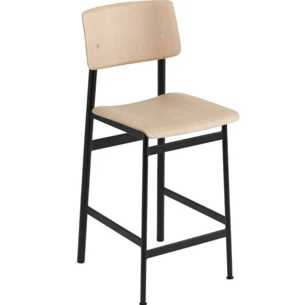 Mattiazzi Sitzgelegenheiten-Muuto Barhocker Loft 65 cm, schwarz – Eiche