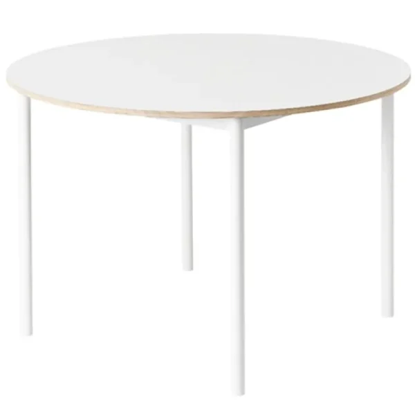 HAY Tische-Muuto Base Tisch, rund, 110 cm, Laminat mit Sperrholzkanten, weiß