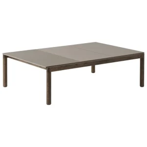 HAY Tische-Muuto Couple Couchtisch,120 x 84 cm, glatt/gewellt, Taupe - Eiche dunk