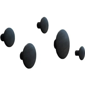 Muuto Garderoben Und Kleiderbügel^Dots Wood Kleiderhaken, 5 Stück, schwarz