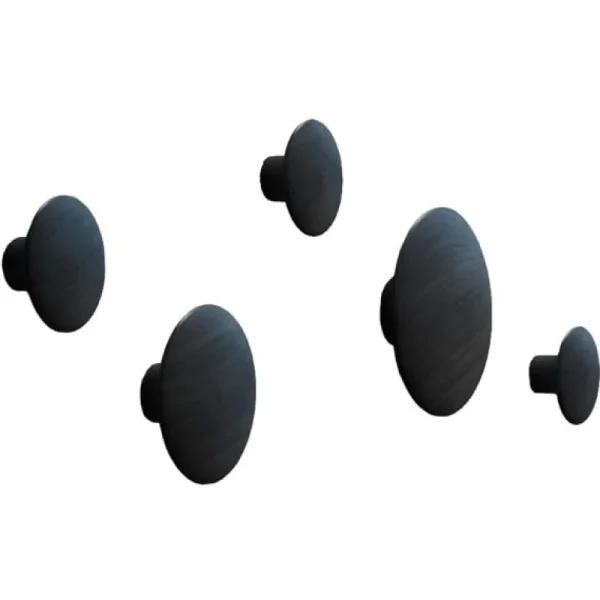 Muuto Garderoben Und Kleiderbügel^Dots Wood Kleiderhaken, 5 Stück, schwarz