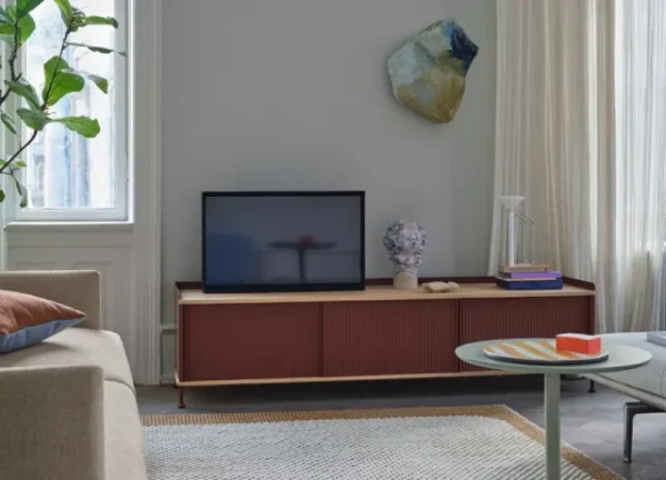 Audo Copenhagen Aufbewahrungsmöbel-Muuto Enfold Sideboard, 186 cm, niedrig, Eiche - Tiefrot