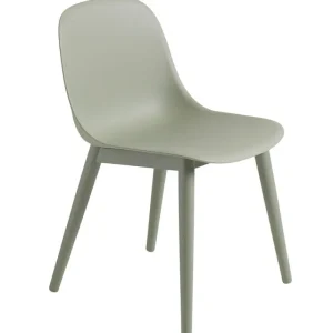 Artek Sitzgelegenheiten-Muuto Fiber Stuhl, Holzgestell, dusty green