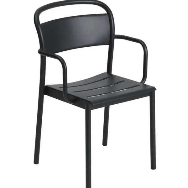 Muuto Terrassenmöbel^Linear Steel Armlehnstuhl, Schwarz