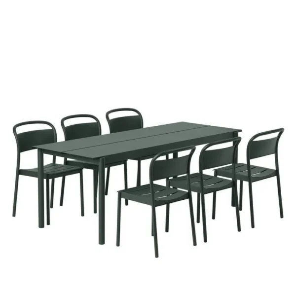 Muuto Terrassenmöbel^Linear Steel Beistellstuhl, Dunkelgrün