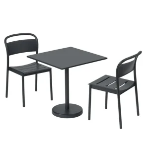 Muuto Terrassenmöbel^Linear Steel Cafétisch 70 x 70 cm, Schwarz