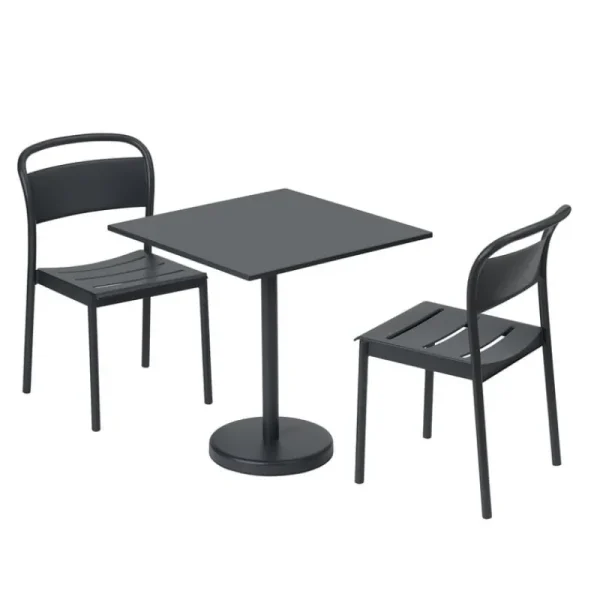Muuto Terrassenmöbel^Linear Steel Cafétisch 70 x 70 cm, Schwarz