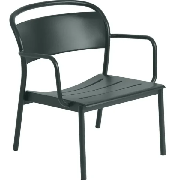 Muuto Terrassenmöbel^Linear Steel Lounge-Armlehnstuhl, Dunkelgrün