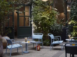 Muuto Terrassenmöbel^Linear Steel Lounge-Armlehnstuhl, Grau