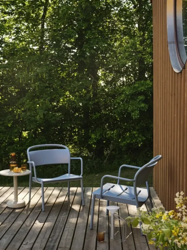 Muuto Terrassenmöbel^Linear Steel Lounge-Armlehnstuhl, Grau