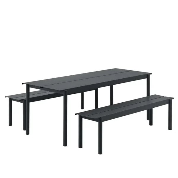 Muuto Terrassenmöbel^Linear Steel Tisch, 200 x 75 cm, schwarz