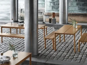 Muuto Terrassenmöbel^Linear Steel Tisch, 200 x 75 cm, dunkelorange