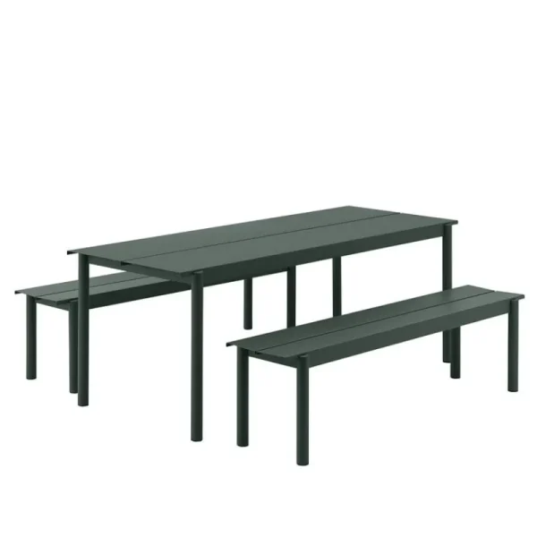 Muuto Terrassenmöbel^Linear Steel Tisch, 200 x 75 cm, dunkelgrün