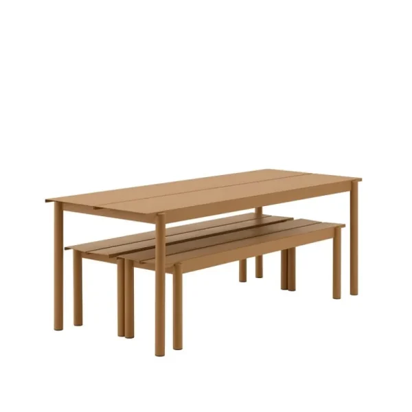 Muuto Terrassenmöbel^Linear Steel Tisch, 200 x 75 cm, dunkelorange