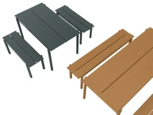 Muuto Terrassenmöbel^Linear Steel Tisch, 200 x 75 cm, dunkelorange