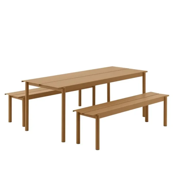 Muuto Terrassenmöbel^Linear Steel Tisch, 200 x 75 cm, dunkelorange