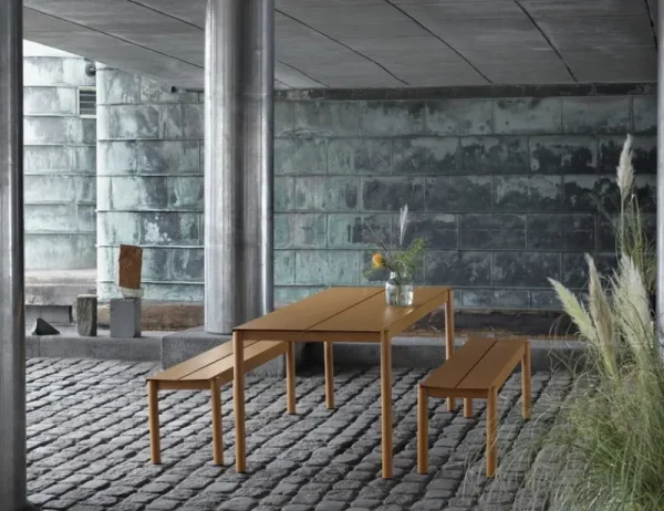 Muuto Terrassenmöbel^Linear Steel Tisch, 200 x 75 cm, dunkelorange
