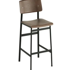 FDB Mu00f8bler Sitzgelegenheiten-Muuto Loft Barhocker 75 cm, Schwarz – Dunkelbraun gebeizt