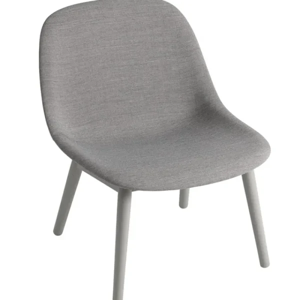 Carl Hansen & Su00f8n Sitzgelegenheiten-Muuto Loungesessel Fiber, Holzgestell, Remix 133 – grau