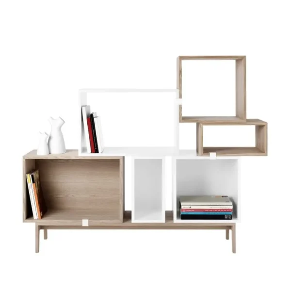 Muuto Regale | Tische-Regalmodul Stacked mit Rückwand, mittel, weiß